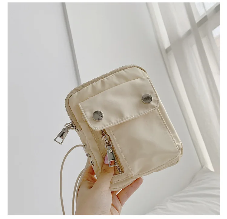 Белая парусиновая маленькая сумка через плечо, Корейская сумка для девочек, кошелек для телефона, кошелек ins, шикарная сумка-мессенджер, бежевый, черный, зеленый цвет