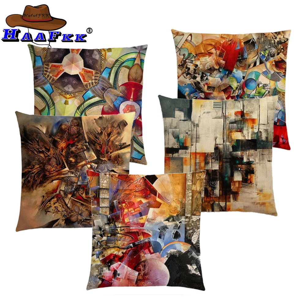 New 3d Print Gorgeous Abstract Art Painting Mysterious Vortex Geometry Color Retro Cushion Cover Car Sofa Throw Pillow Case | Дом и сад