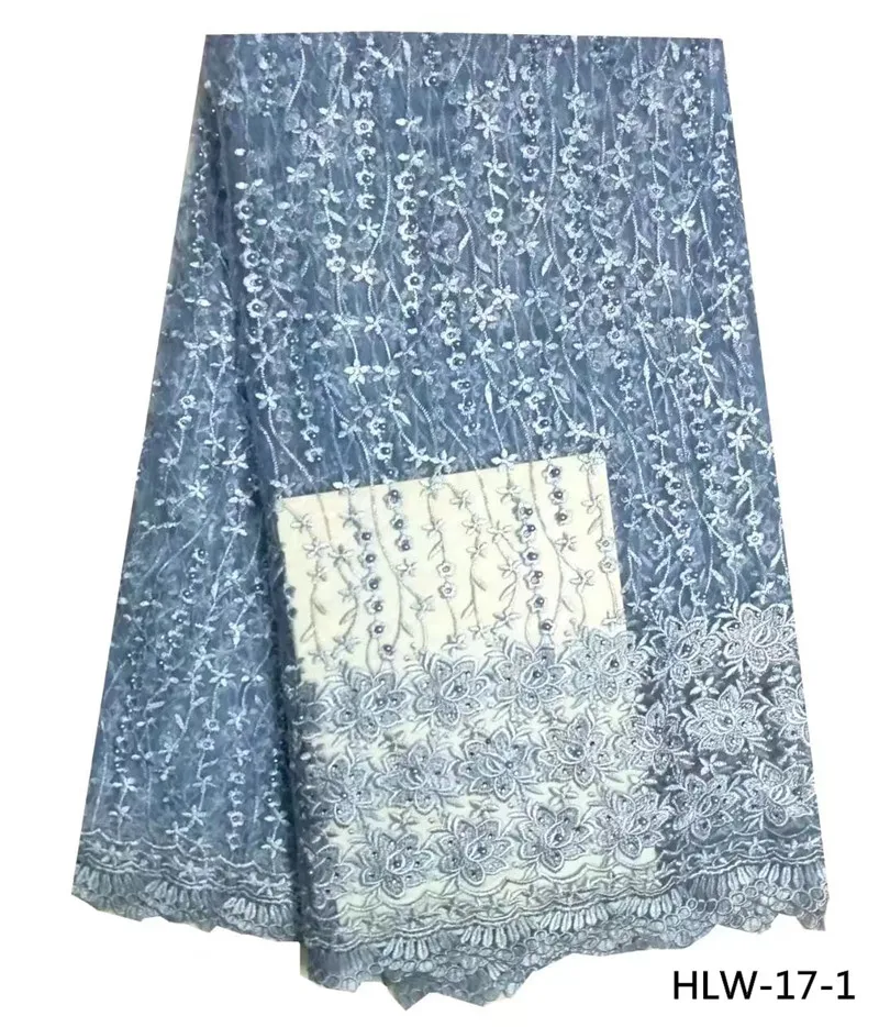 2017 frisado africano tecido de renda francesa bordado bonito padrão de flor projeto net rendas tecido tule para mulher partido HLW-17
