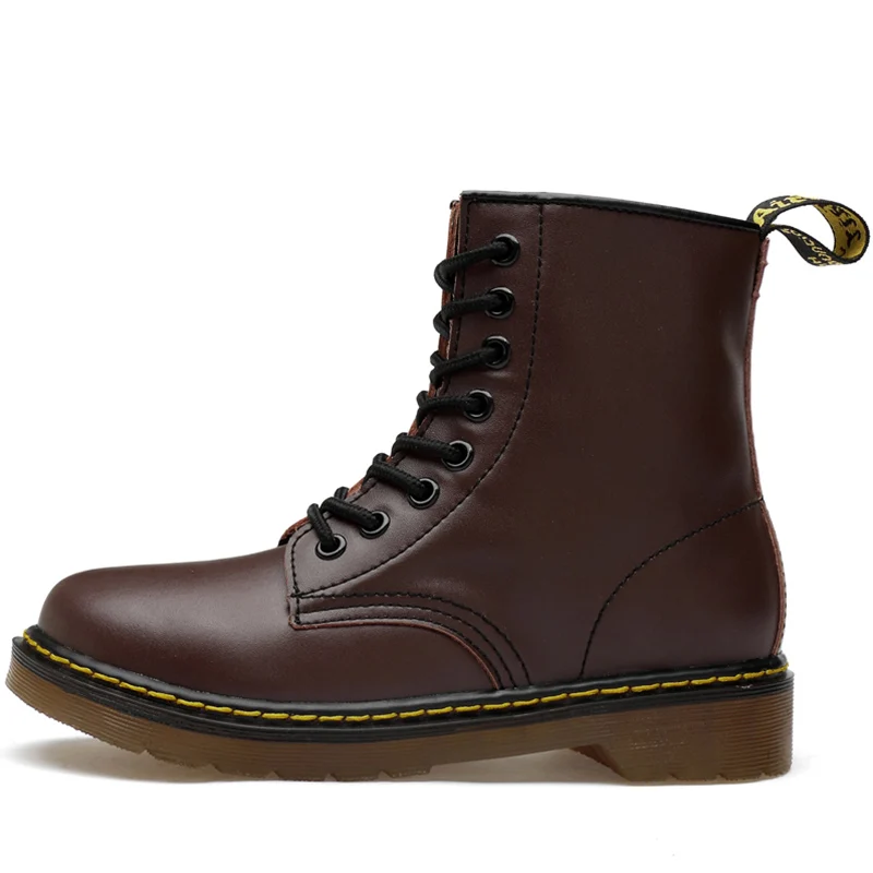 brown MARSON/мужские кожаные ботильоны; сезон осень-зима; мужские ботинки; модные ботинки в байкерском стиле; уличные рабочие зимние ботинки; мужская обувь - Цвет: brown