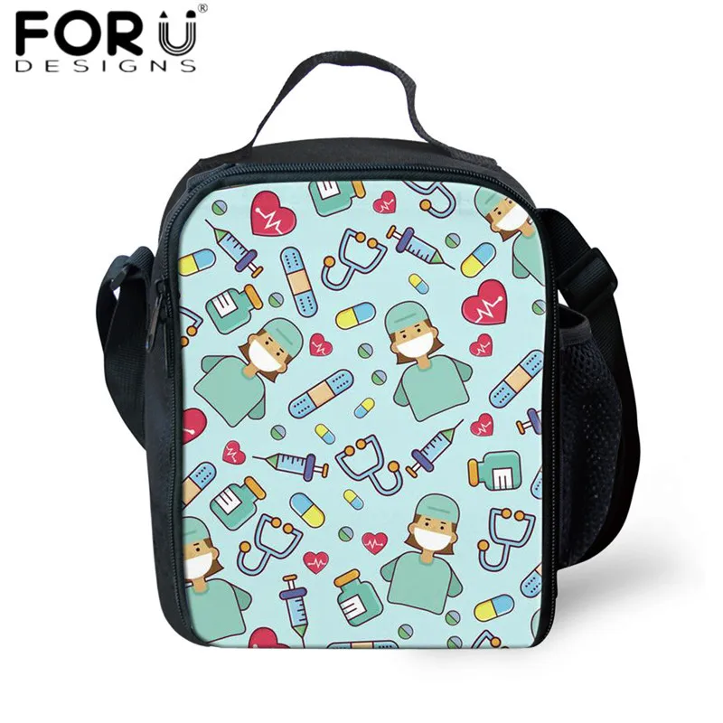 FORUDESIGNS/Детская сумка для обеда с рисунком медсестры, школьная коробка для обеда, холщовая Герметичная сумка для еды для студентов, Высококачественная сумка для пикника - Цвет: H9430G