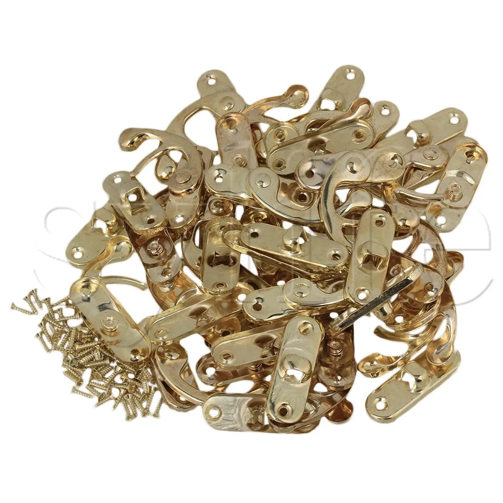 

20 Pieces Vintage Jewelry Box Funiture DIY Horn Left Hook Lock 32x28 MM Yellow