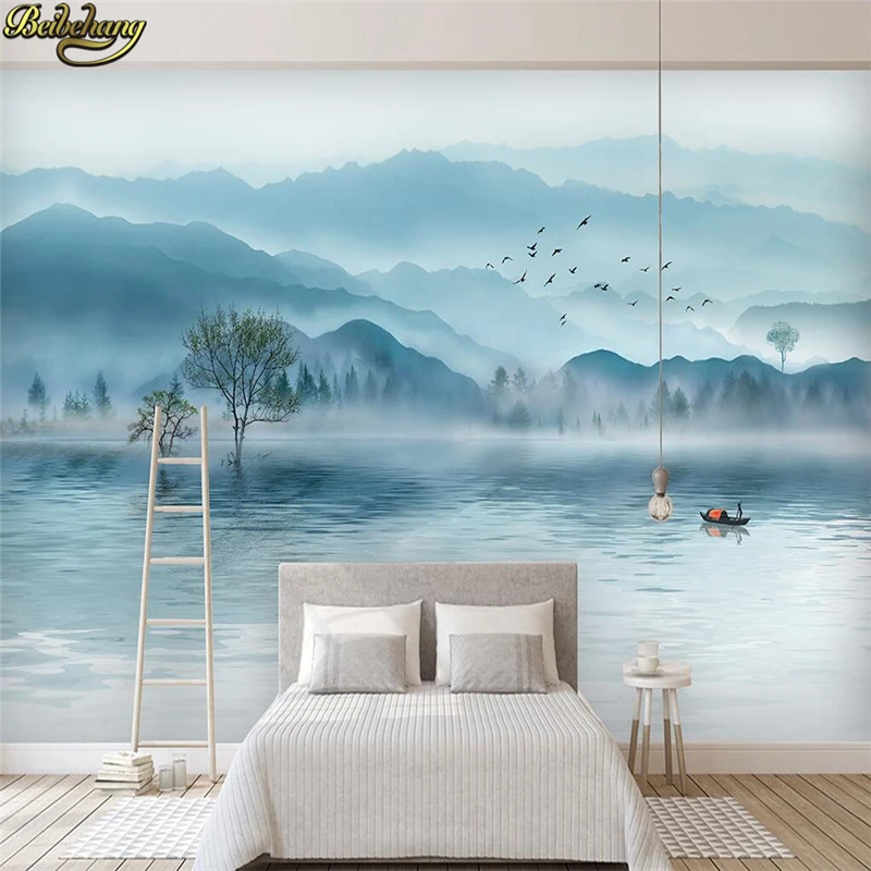 beibehang custom Ink landscape painting photo mural wallpapers living room decoration bedroom Misty wall paper home improvement chinese painting paper landscape painting raw rice paper calligraphy painting rice paper calligraphy practice paper 50 sheets