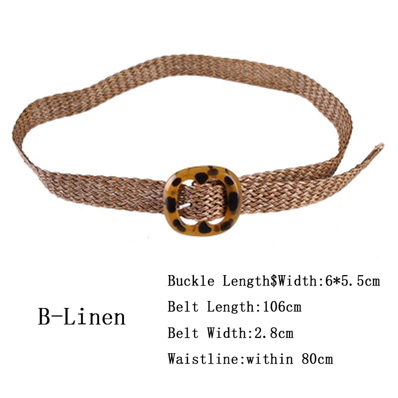 B-Linen Модные женские ремни Ethinic трикотажные каучуковая Пряжка восковой шнур льняные ремни Универсальные высококачественные ремни для женщин TOYOOSKY - Цвет: B-Linen
