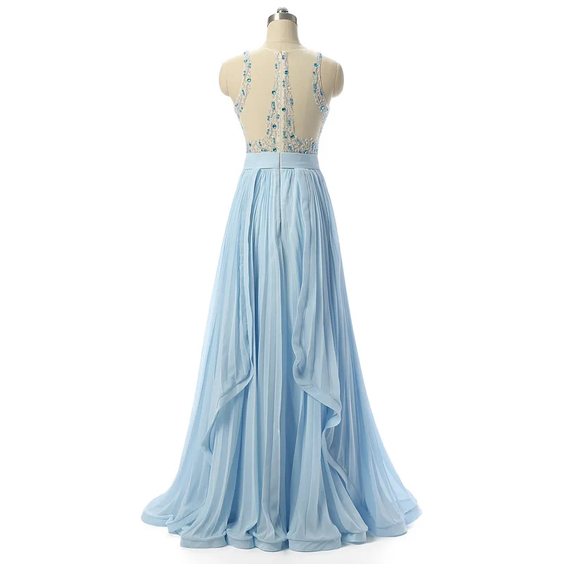 Мода V шеи шифон-line вечернее платье 2019 вечернее платье с бисером Vestido de festa вечернее платье вечеринка выпускного вечера платье