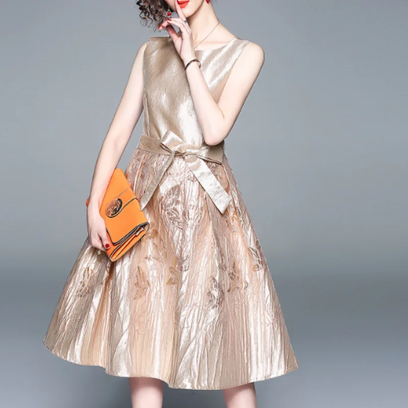 Summer Dress Women Tank Sleeveless O-Neck A Line Short Dress High Waist Elegant Vestido Party Club Dress Robe Femme