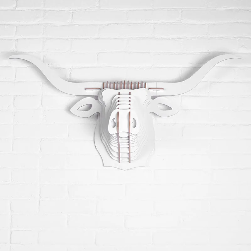 Деревянная голова буйвола 3D головоломка деревянная скульптура дома настенный Декор интерьера WDM009M - Цвет: D