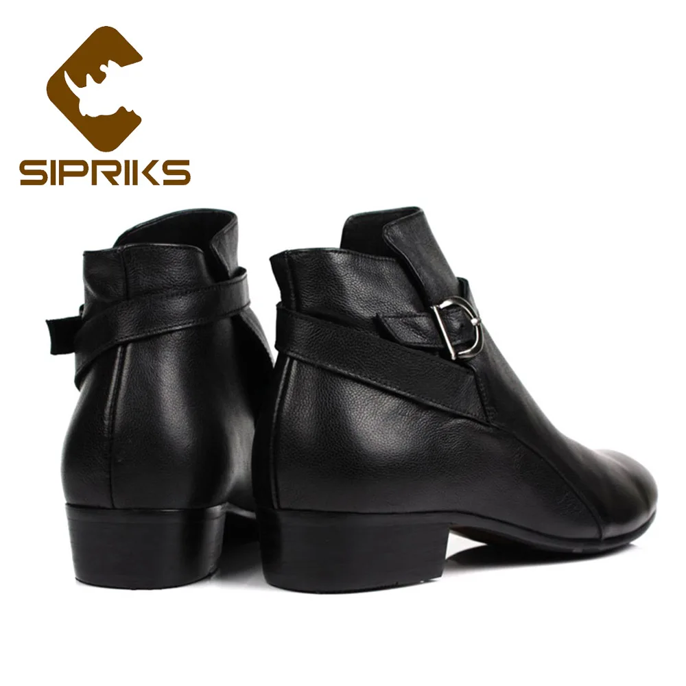 Británico Clásico Sipriks Para Corte Correa Brown red Hebilla Cuero Hombre Negro Genuino Vaquero Estilo 44 Alto De Tobillo Moda Zapatos Botas Negro rTnxp7rfq