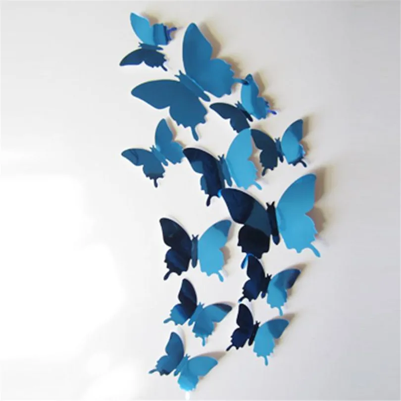 

Special Occasions Gift or Room Decoration Solid Plane Wall Stickers Decal Butterflies 3D Mirror Wall Art Home Decors #4M21