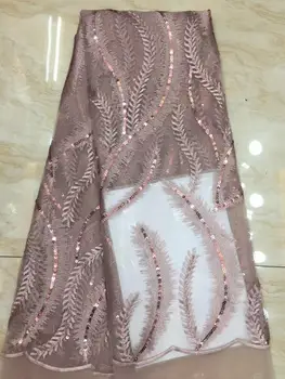 

African Lace Fabric 2019 High Quality Lace Fabric French Sequins Net Cord Tulle Fabrics Nigerian Laces For Wedding Dress