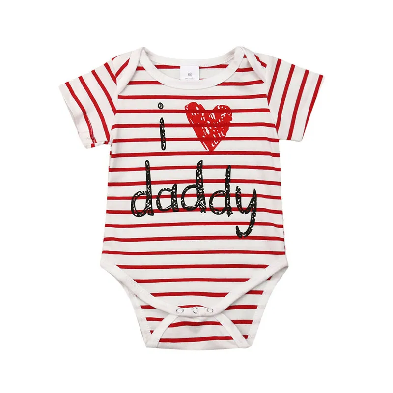 

0-24M Cotton Newborn Kids Baby Boy Girls Clothes Summer Short Sleeve Striped Romper Elegant Daddy Cute lovely Sunsuit Outfits