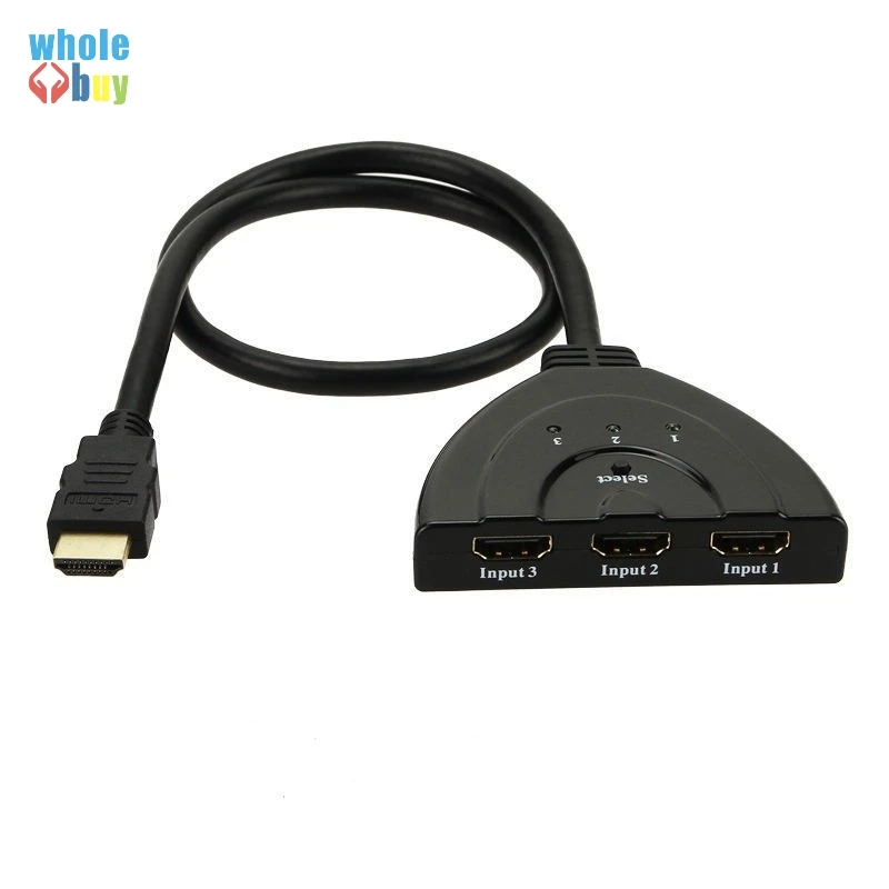 HDMI переключатель сплиттер концентратор с кабелем для PC tv HD tv DVD PS3 Xbox 360 3 порта 3в1 3D hdmi концентратор 1080P 100 шт/партия