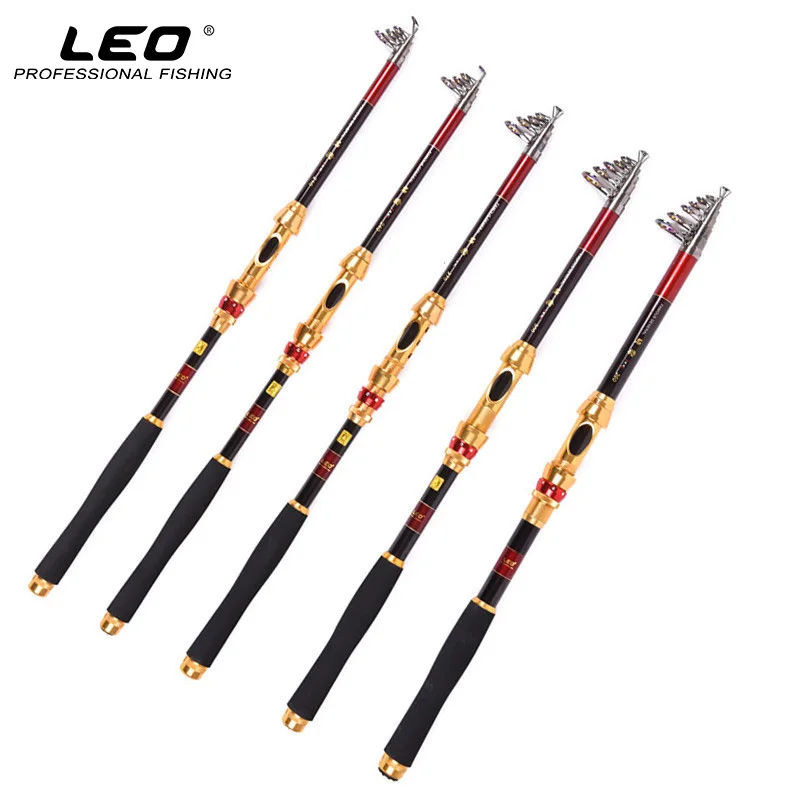 LEO High Strength Telescopic Fishing Rod Carbon Fiber rods Tackle casting spinning rod 2.1m 2.4 2.7m peche 113 | Спорт и развлечения