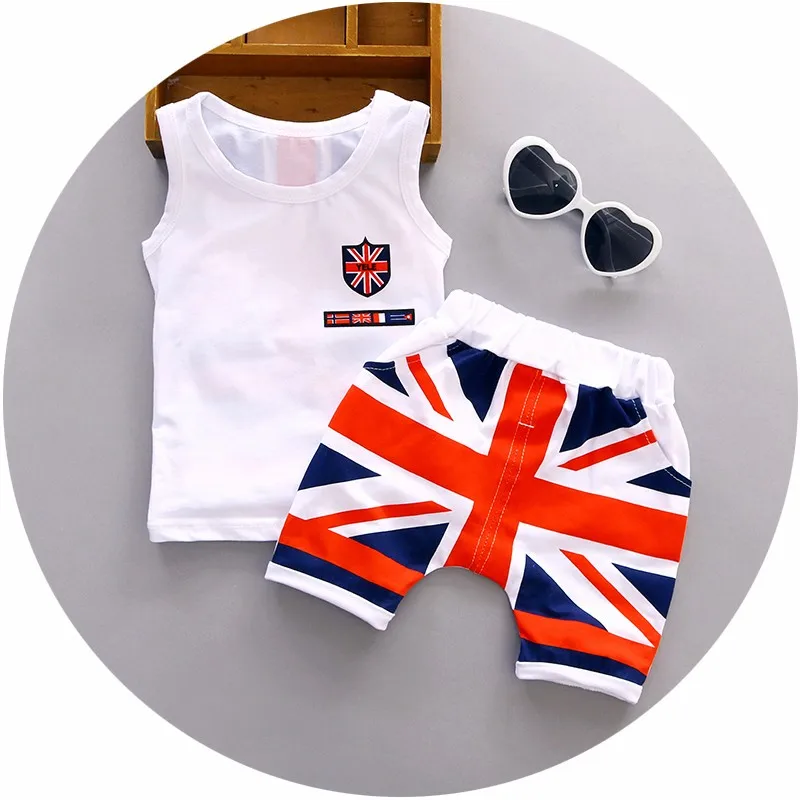 Baby Boy Clothes 2018 Summer High quality cotton baby clothing set 2pc for 1 2 3 years old boys vest suit A021-108 2