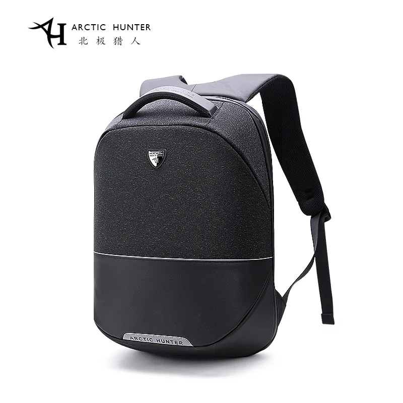 ARCTIC HUNTER, 15,6 дюймов, USB, водонепроницаемая, противоугонная, для ноутбука, мужская сумка, для спорта, путешествий, бизнеса, ноутбука, мужской рюкзак, школьный ранец - Цвет: Черный