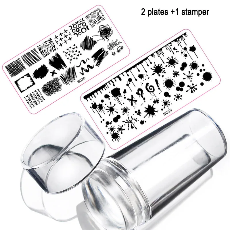 

4Pcs/set Nail Stamping Plate Set Clear Jelly Silicone Stamper with Scraper Nail Art Stamp DIY Image Plate Stamping Polish Tool
