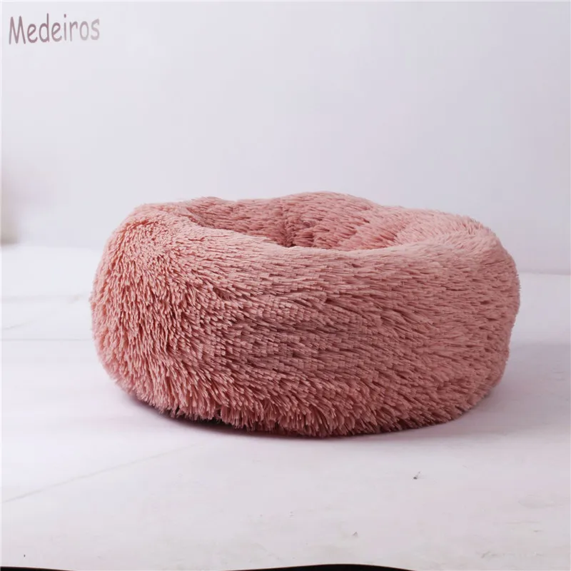Skin Pink Теплая Флисовая кровать для собак круглая подушка для шезлонга для маленьких средних и больших собак и кошек супер мягкая собачья будка для щенков - Цвет: Skin Pink