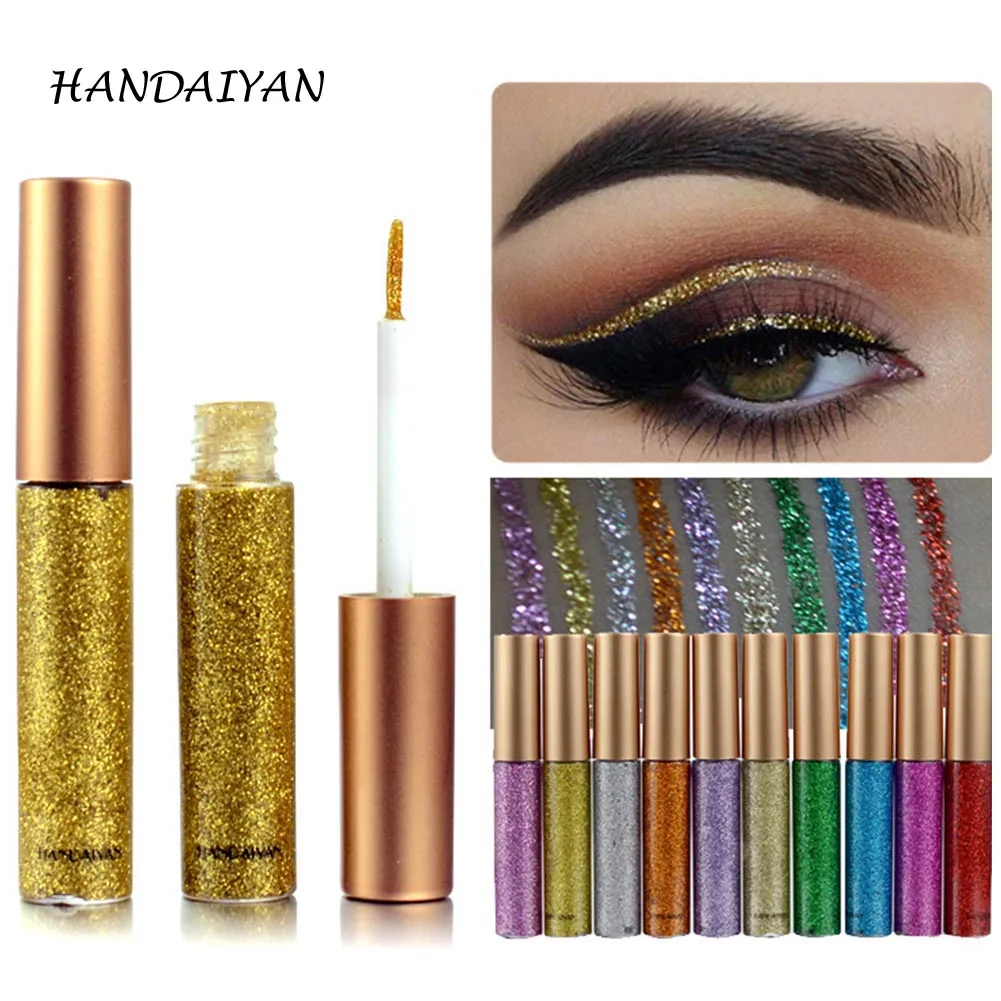 New Colorful Shiny Gold Silver Eyeliner 10 Colors Waterproof Glitter