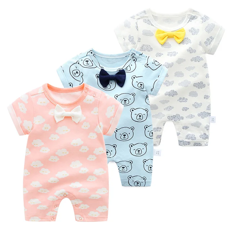 

Handsome Baby Rompers 2018 summer Newborn 0-24M Gentleman Clothing Infant Costume Cotton Baby Jumpsuit Baby Boy grils Clothes
