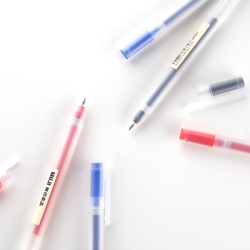 

10pcs MUJI Gel Pen Black/Blue/Red Ink Color Pens 0.5mm 0.38mm Cute Pens School Stationary Stylo Kawaii Line Friends Caneta Gel