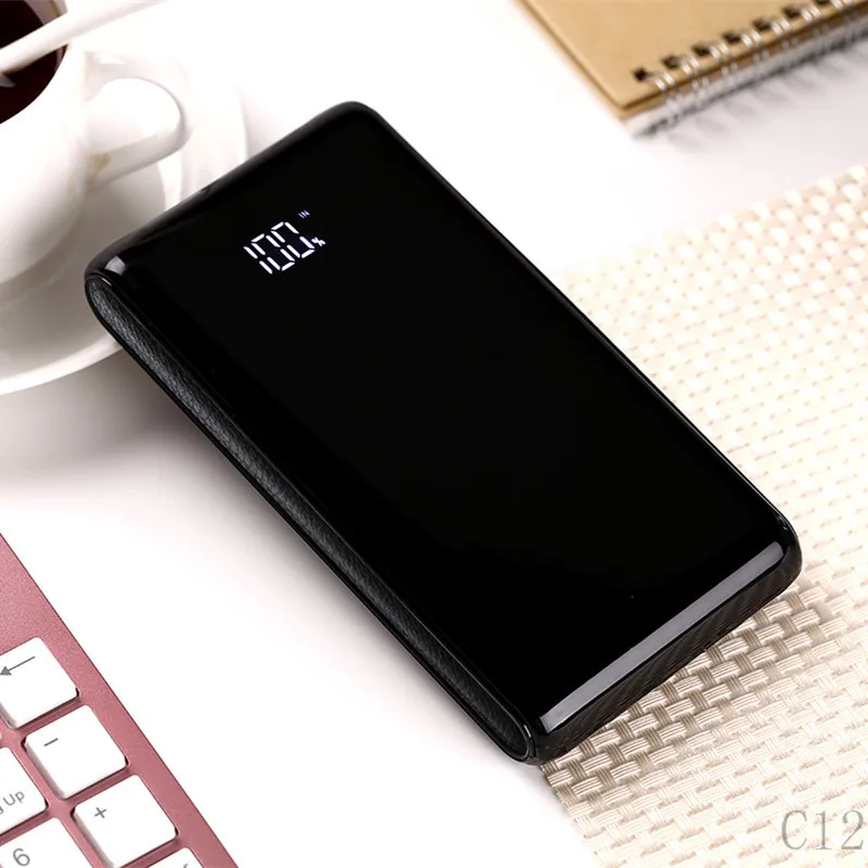 Горячая Распродажа 10000 мАч Внешний аккумулятор цифровой дисплей экран 18650 Мобильный тип питания с зарядкой сокровище Powebank для iPhone samsung - Цвет: black