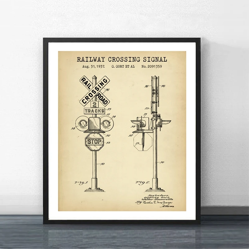 Railroad Signal Patent Prints Painting Home Decor