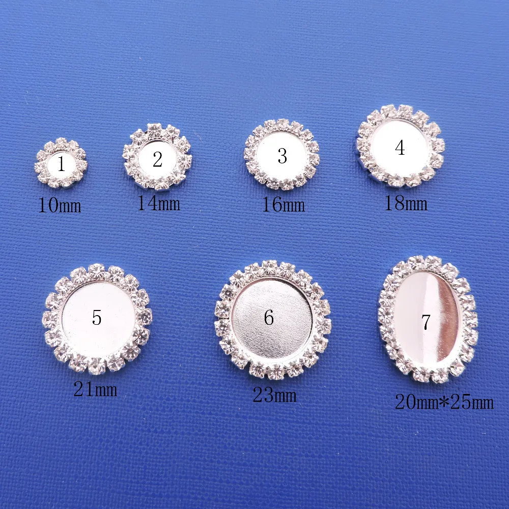 

HOT 10PCS/Set Full size Silver Flat Back Rhinestone button Crystal Fitting DIY Wedding Invitation gail hair Flower Accessory