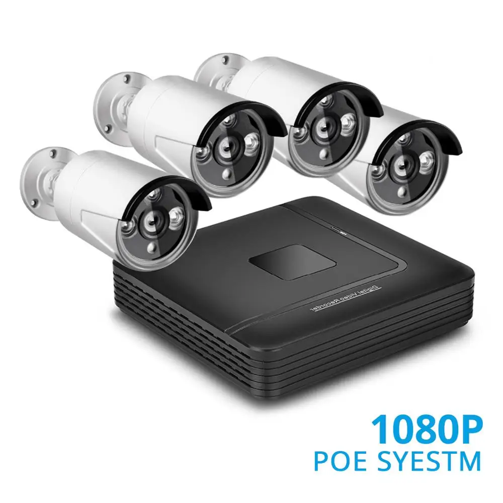 

BESDER 720P 960P 1080P CCTV System Home Security Surveillance Kit ( 4PCS Indoors Dome IP Camera & one 4 Channel POE 15V NVR )