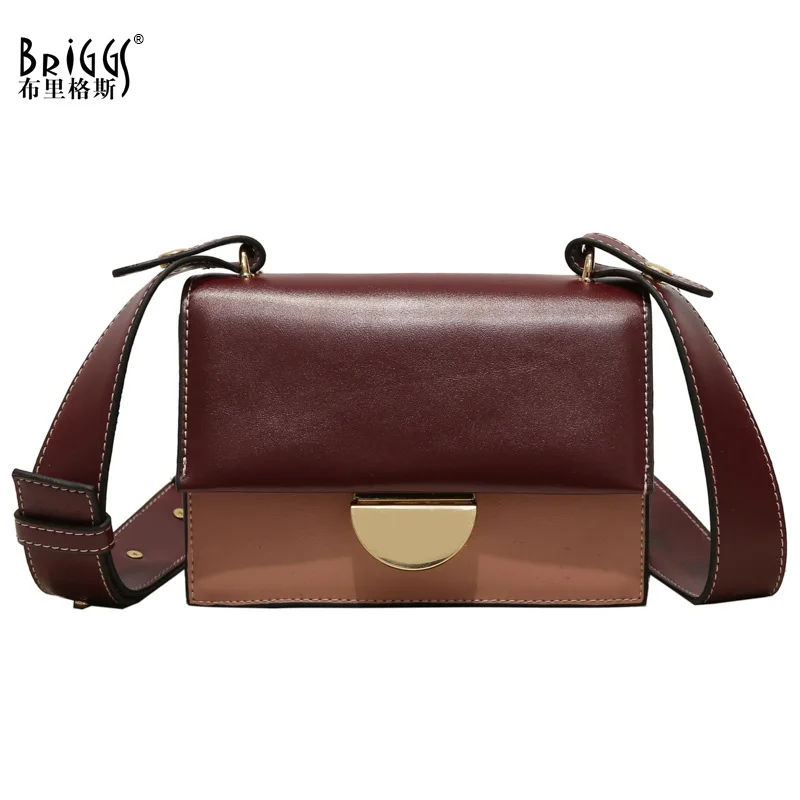 

BRIGGS Fashion Wide Strap Women Crossbody Bags Small Ladies Flap Shoulder Messenger Bags PU Leather Girls Hand Bags Female 2019