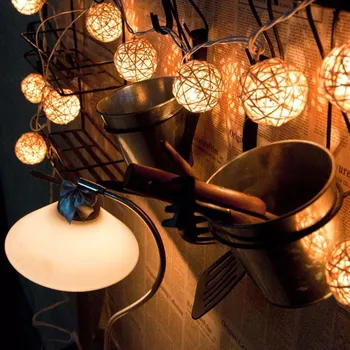 

Wenhsin 220V/110V 4.5 M 20led Rattan Ball Shape Christmas LED Decorative Light String Patio Lights