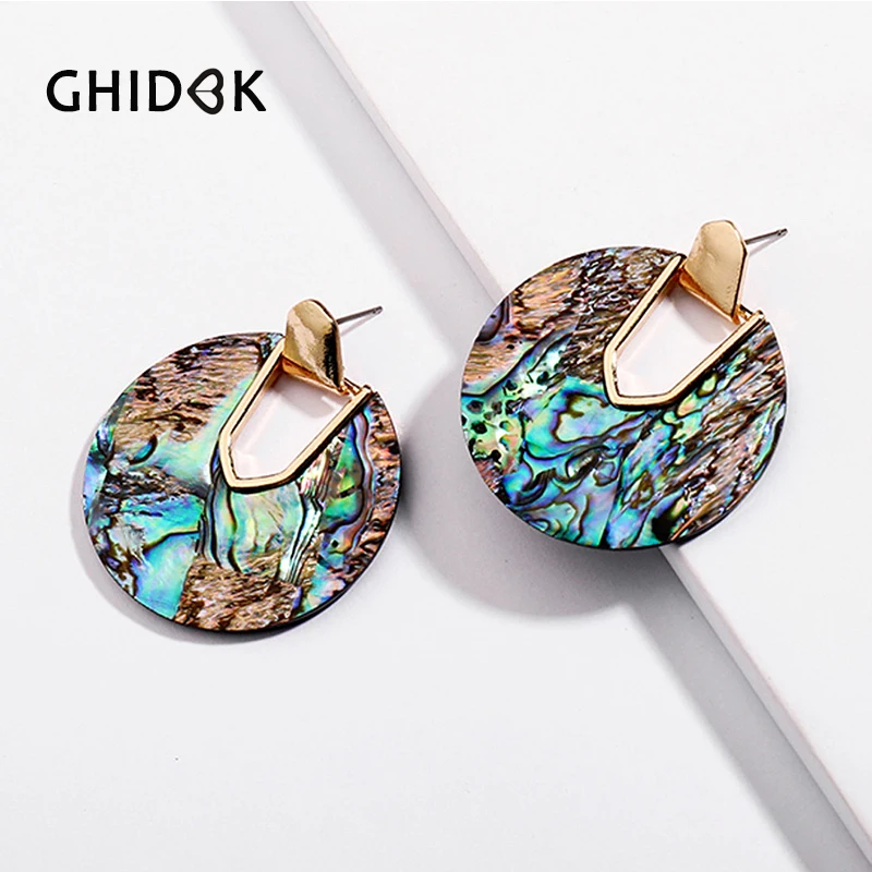 

GHIDBK Bohemia Acetate Acrylic Round Hoop Earrings for Women Minimalist Resin Big Hoops Geometric Coin Disc Earrings Wholesale