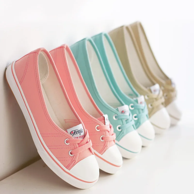pink navy Marée Causal Lumière white Printemps Dames Pied De sky green gray Pédale Chaussures Black Étudiants Plat Slip Toile Blue Femmes Coréenne Appartements Blue on Mocassins 4UZzwnS
