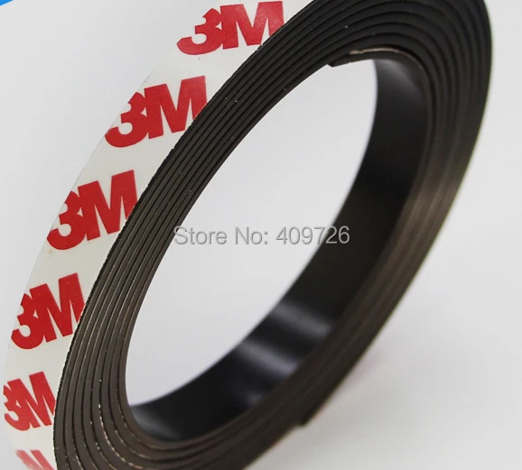 

Free Shipping 3Meters self Adhesive Flexible Magnetic Strip 3M Rubber Magnet Tape width10mm thickness 1.5mm