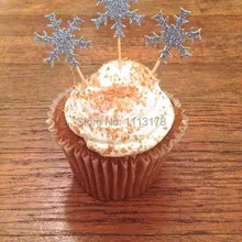 Дешевые снежинки мини-кекс Toppers- украшения для рождественской вечеринки/зимняя верхушка для торта