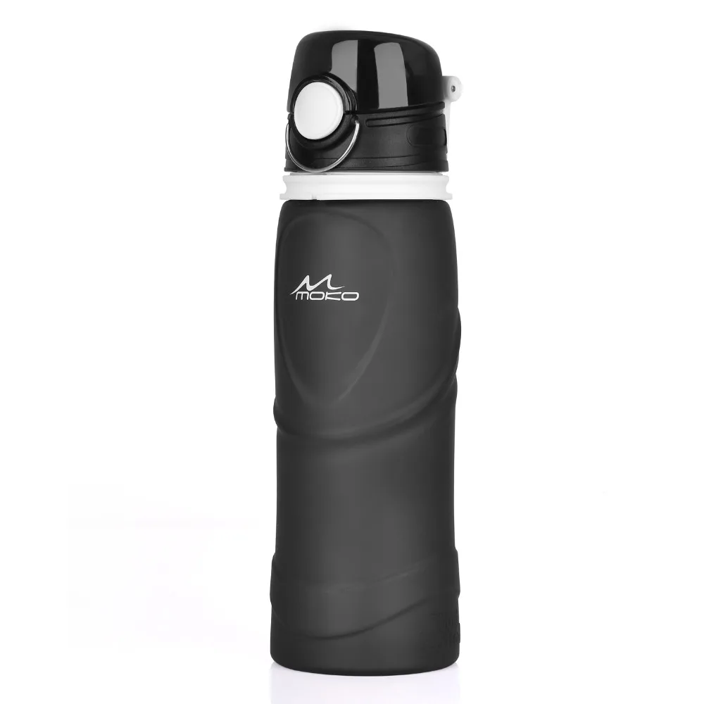 

MoKo Collapsible Water Bottle, 750ml Unbreakable Foldable Leak Proof Silicone Sports Bottle, Medical Grade Silicone, BPA Free