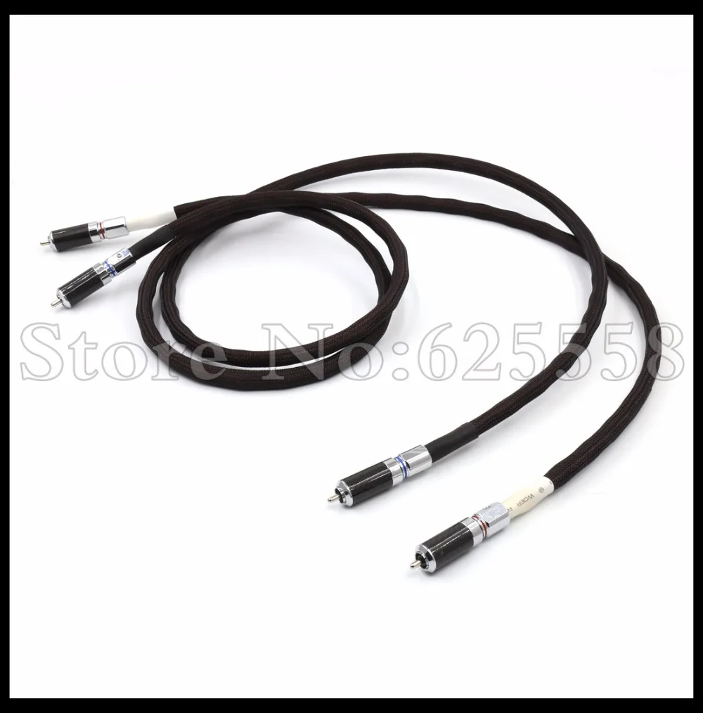 3M/pair pure Solid Silver Phono RCA Interconnect Cables with carbon fiber Rhoudim plated RCA jack extension cable