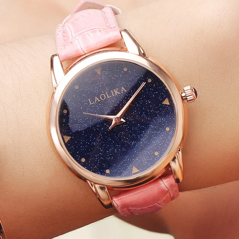 

2019 Female Watch Fashion & Casual Leather Strap Watch Student Fashion Trend Belt Quartz Watch Casual Minimalist Starry Sky