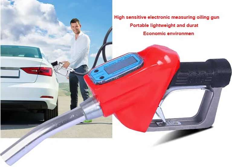 

High accuracy measuring fuel nozzle Digital Counter Meter Oil Refueling Gun Gas Station Equipment Digital Flow meter Diesel Pump