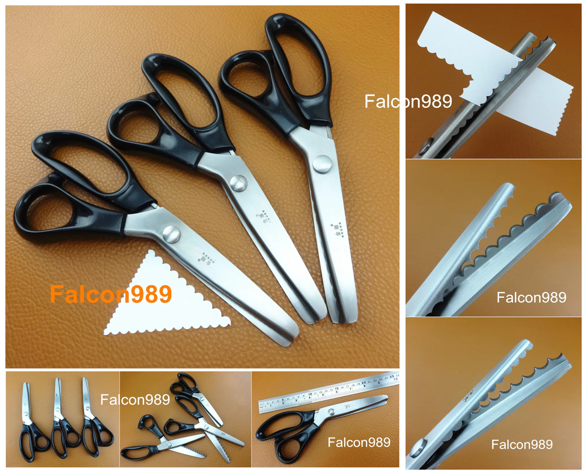 3pcs Stainless Steel Pinking Scallop Pattern Shears Scissor 3/5/7mm