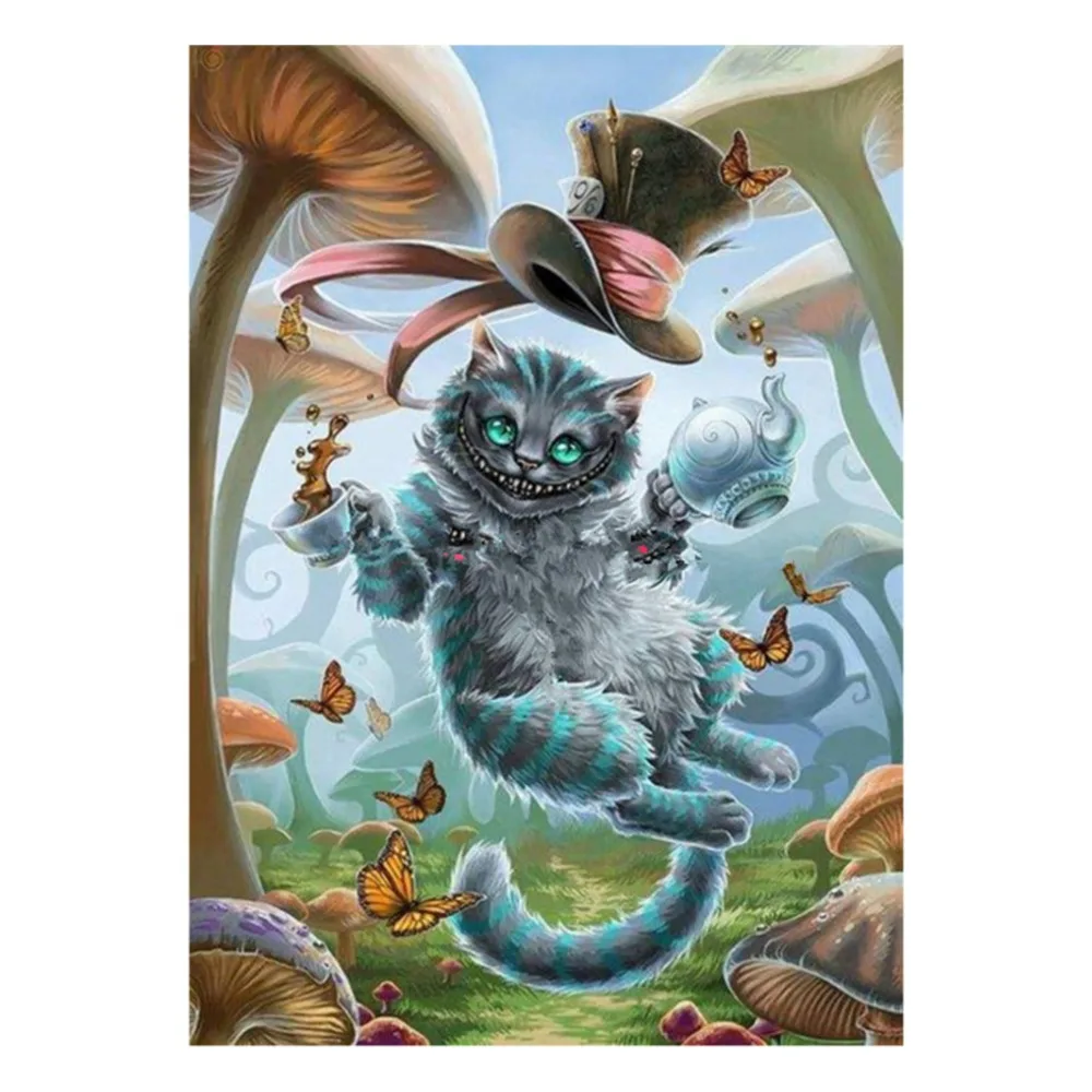 5D DIY Diamond Painting Alice In Wonderland Cross Stitch Love The Cheshire Cat
