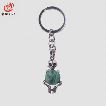 Natural key chain Amethyst Opal Natural Stone Key Chains with Skeleton Women and men Tiger