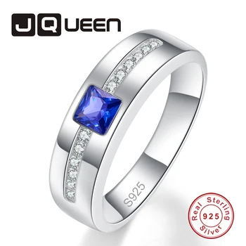 

Trendy Sliver Rings S925 Sterling Sliver Created White CZ Sapphire Men Engagement Wedding Ring Fine Jewelry Male Gift