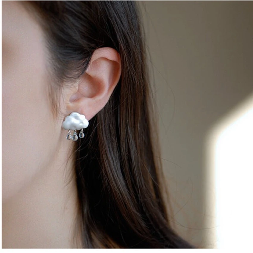 

Free Shipping Sweet New Cute Silver Cloud Pearl Earring Stud