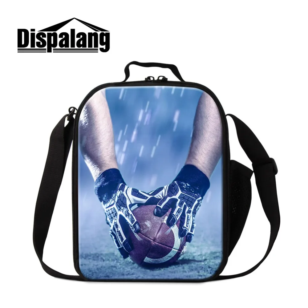 Bolsa de Almoço Case para Adolescentes Lancheira com Compartimentos Dispalang Design Rugbyl Impresso Isolado Criança Portátil Meninos Pacote Mais Frio