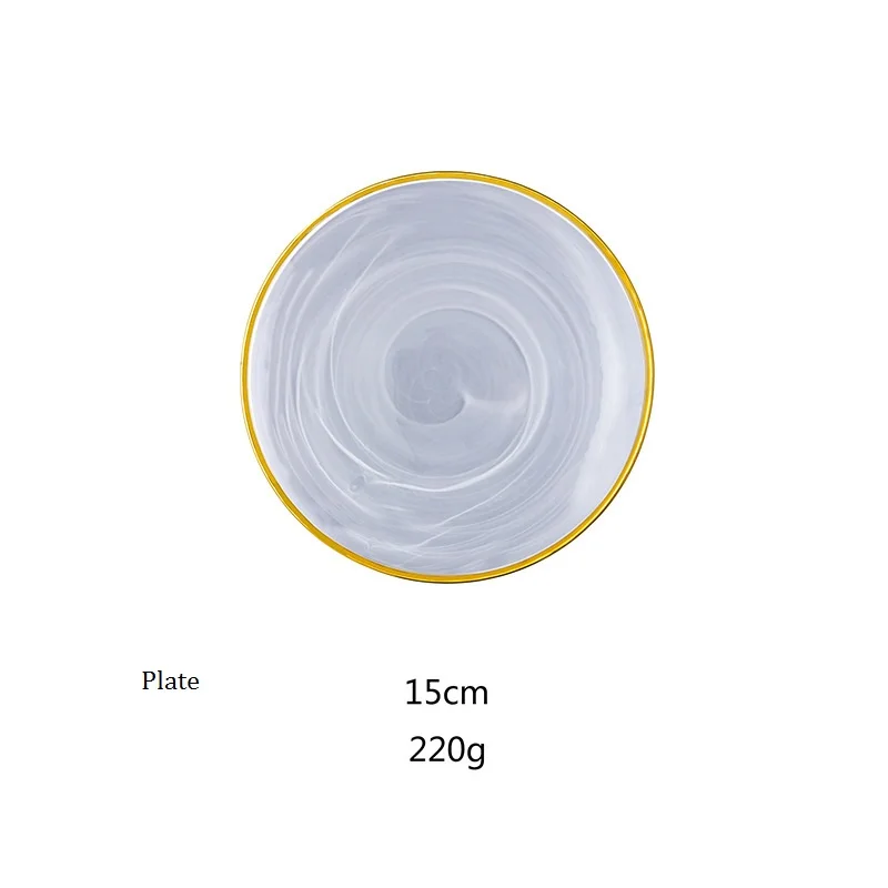 Роскошные золотые оправы с облачным узором стеклянные тарелки миски европейские Стильные Столовые приборы бизнес подарок матери горячая распродажа - Цвет: Серый