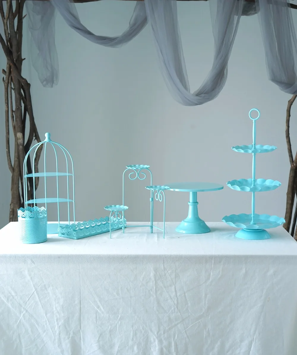 SWEETGO 7 шт. синие подставки для пирога набор на день рождения мальчика держатель для кексов поднос Свадебный десертный стол pops вечерние поставщик