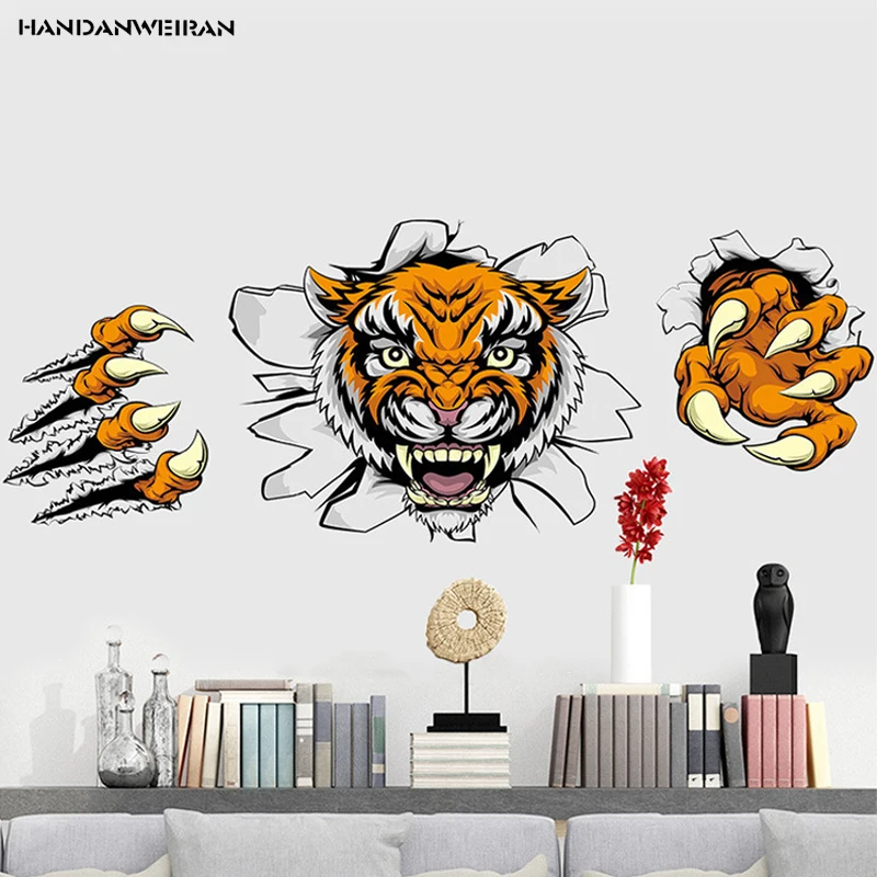 

New Creative office decoration stickers domineering tiger Shop living room Lounge decorate Personality background wall sticker