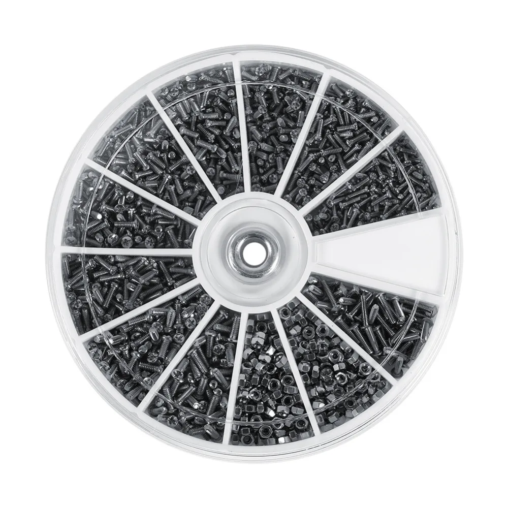 

1 Set (600pcs) 12 Kinds of Small Screws Nuts Assortment Kit M1 M1.2 M1.4 M1.6 Stainless Steel Screw Nuts for Watches Glassess