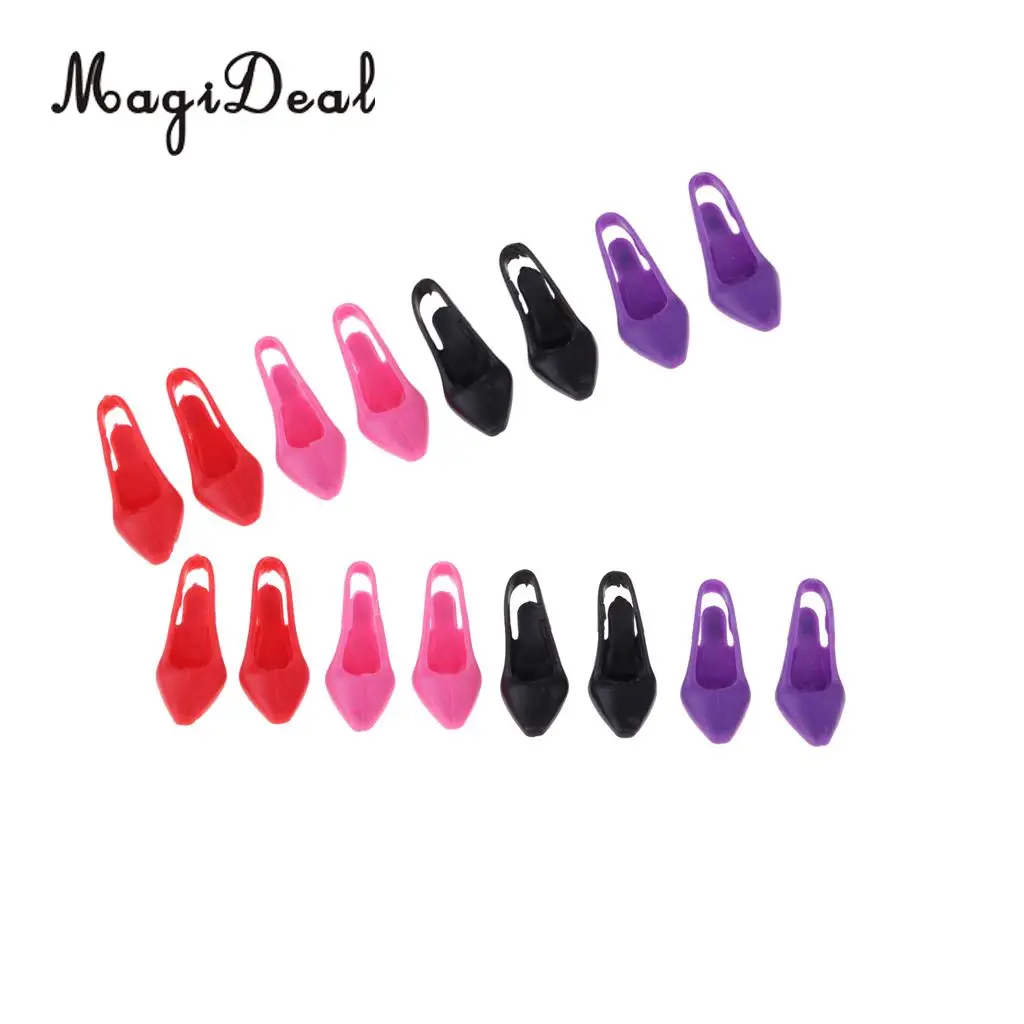 8 Pairs 1/6 Scale Miniature High Heel Shoes Furniture for Dolls House Room Woman Figures Accessory Decoration