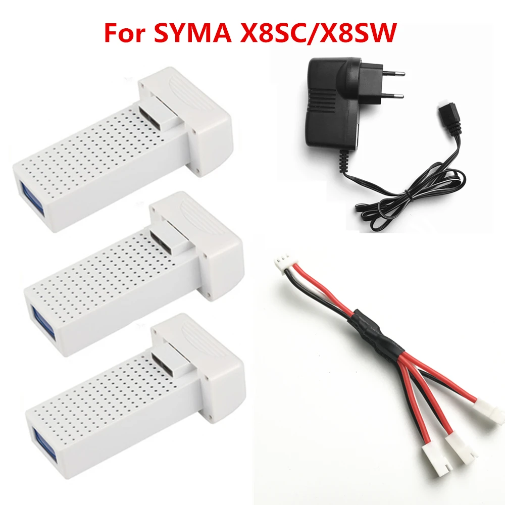 

3PCS X8SW Battery lipo battery and 7.4v charge with 1 care 3 conversion cable for SYMA X8SW X8SC X8PRO remote control helicopter